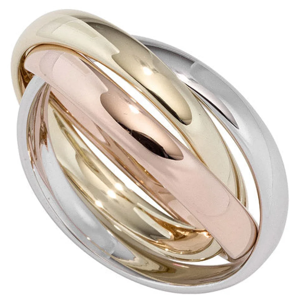 Damen Ring 3-reihig verschlungen 585 Gold tricolor dreifarbig Goldring-52