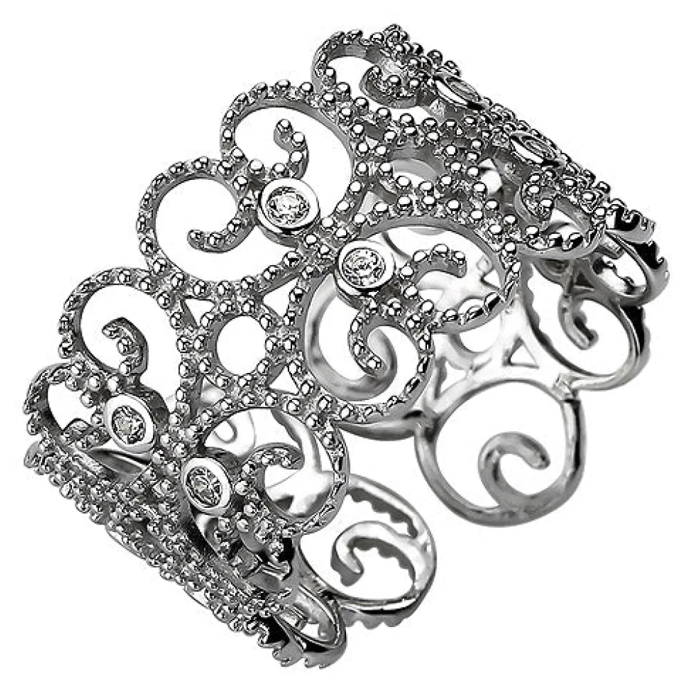 Damen Ring offen 925 Sterling Silber 10 Zirkonia Silberring-50
