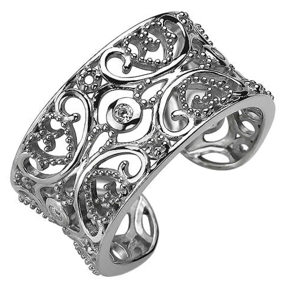 Damen Ring offen 925 Sterling Silber 3 Zirkonia Silberring-52