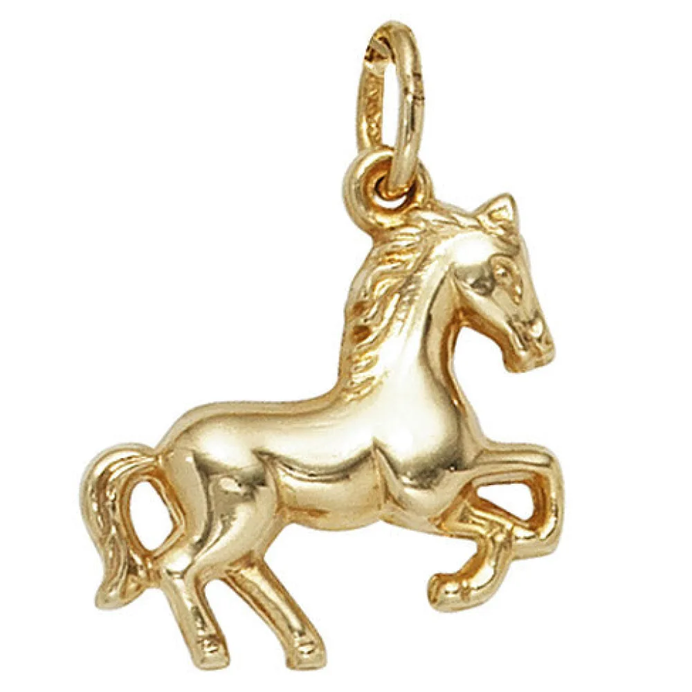 Kinder Anhänger Pferd 333 Gold Gelbgold Pferdeanhänger Kinderanhänger