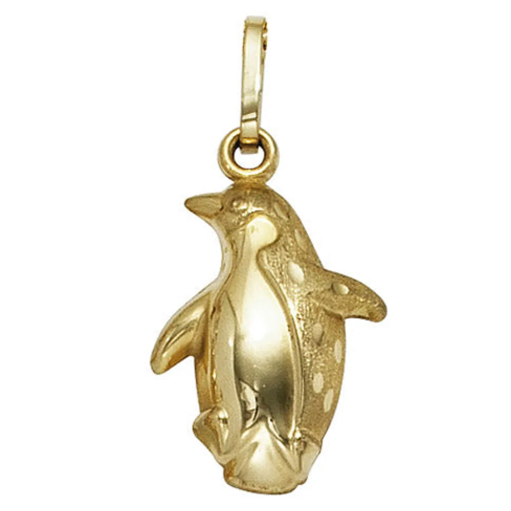 Kinder Anhänger Pinguin 333 Gold Gelbgold mattiert Kinderanhänger