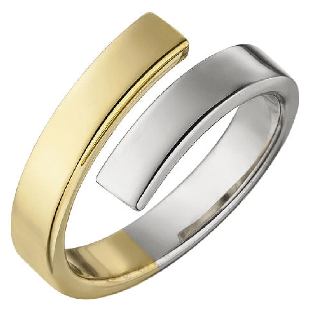 Damen Ring offen 925 Sterling Silber bicolor vergoldet Silberring-58