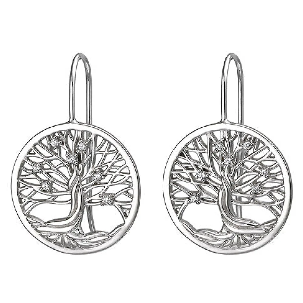 Ohrhänger Baum 925 Sterling Silber 14 Zirkonia Ohrringe Silberohrringe
