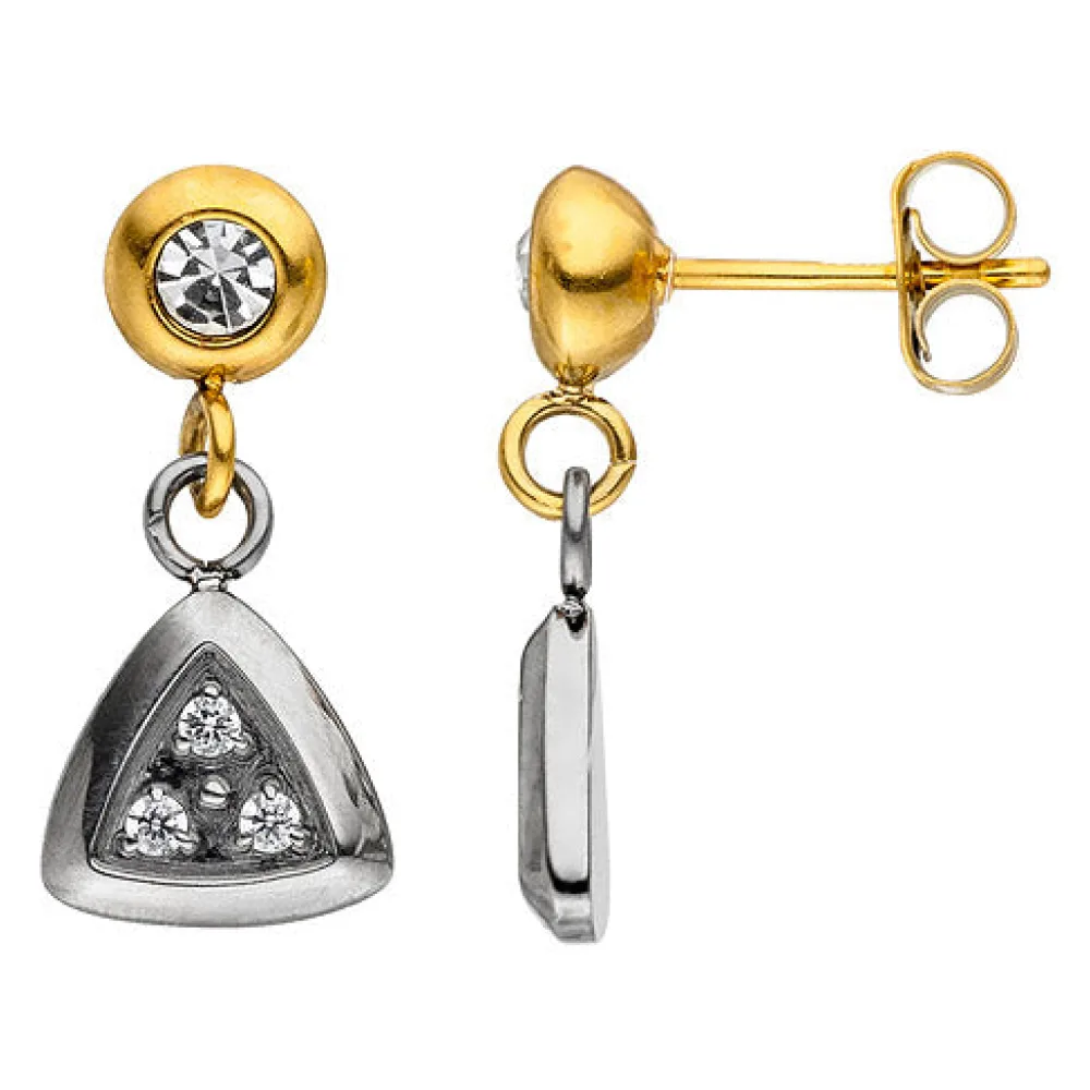 Ohrhänger Edelstahl bicolor beschichtet mit SWAROVSKI® ELEMENTS und 6 Zirkonia