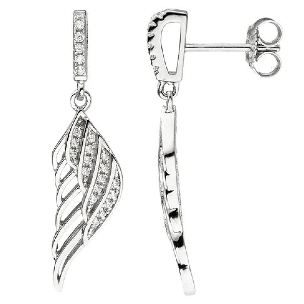 Ohrhänger Flügel Engelsflügel 925 Silber mit Zirkonia Ohrringe Ohrstecker