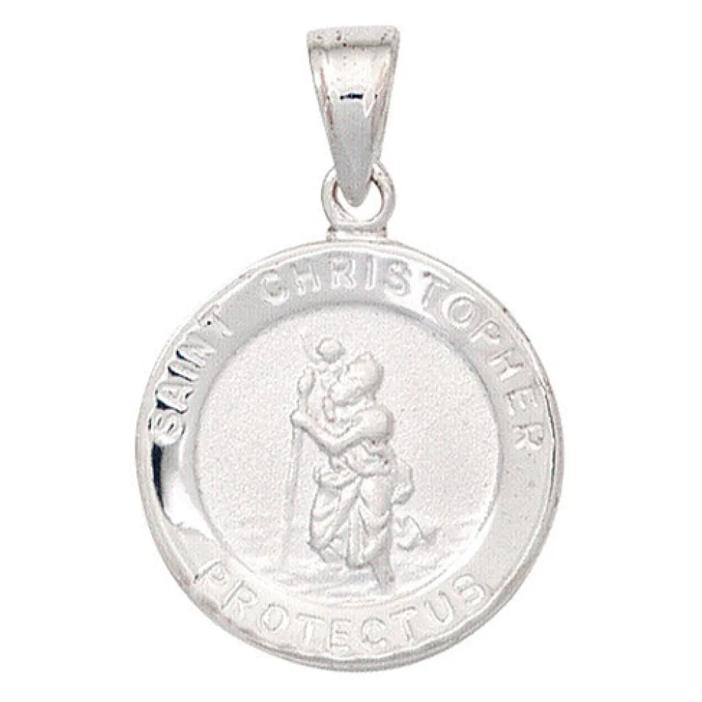 Kinder Anhänger Schutzpatron Christopherus 925 Silber mattiert Kinderanhänger