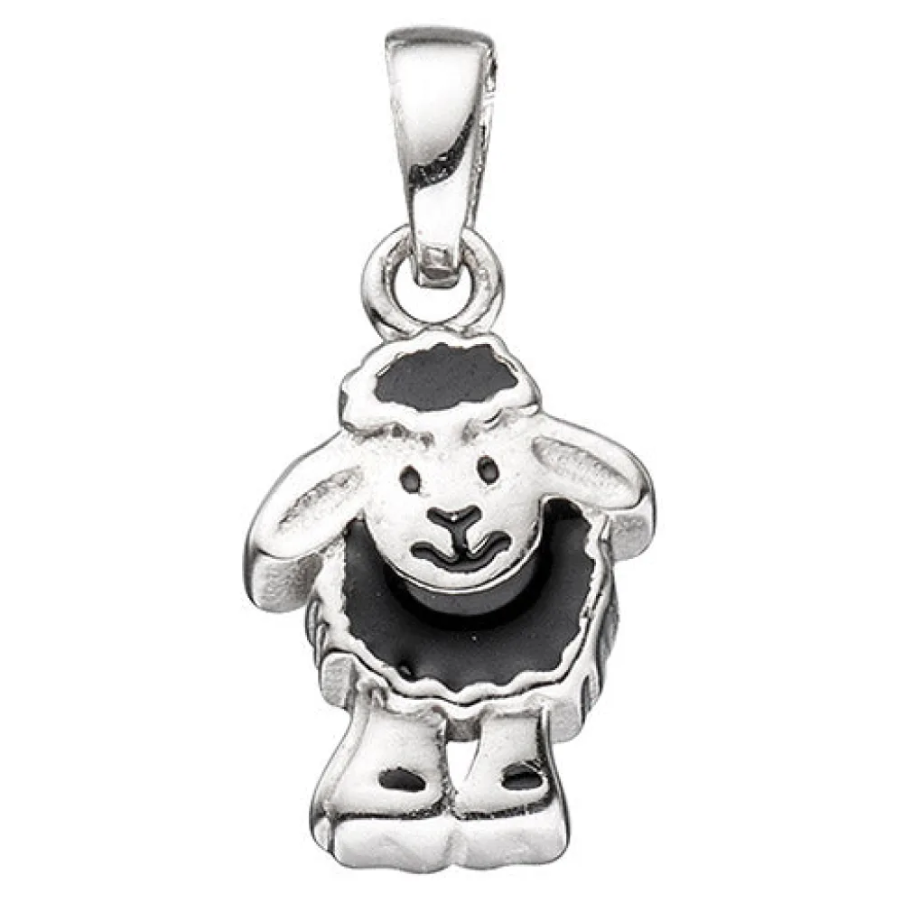 Kinder Anhänger schwarzes Schaf 925 Sterling Silber rhodiniert Kinderanhänger