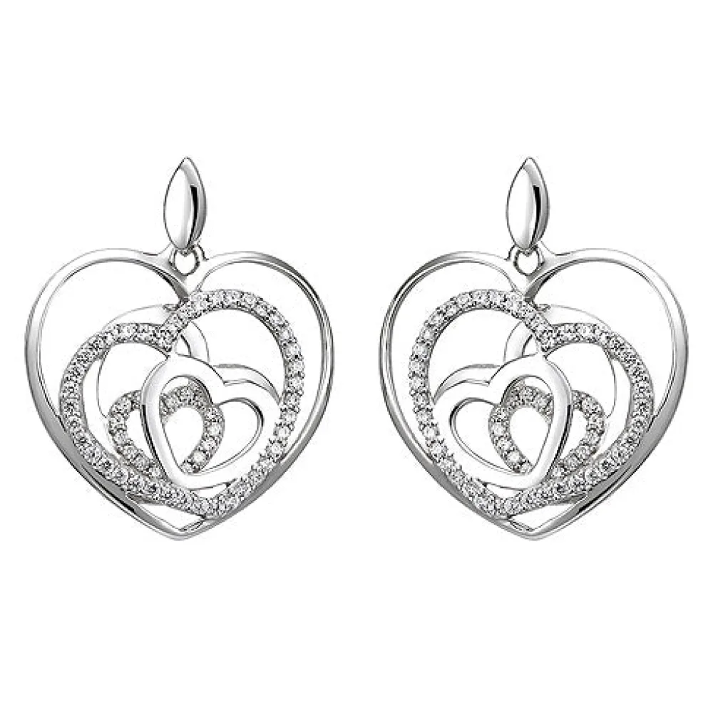 Ohrhänger Herzen 925 Silber 114 Zirkonia Ohrringe