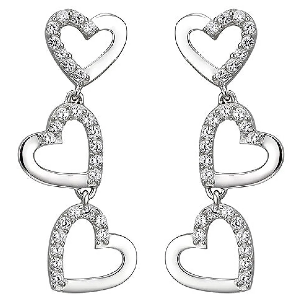 Ohrhänger Herzen 925 Silber 52 Zirkonia Ohrringe