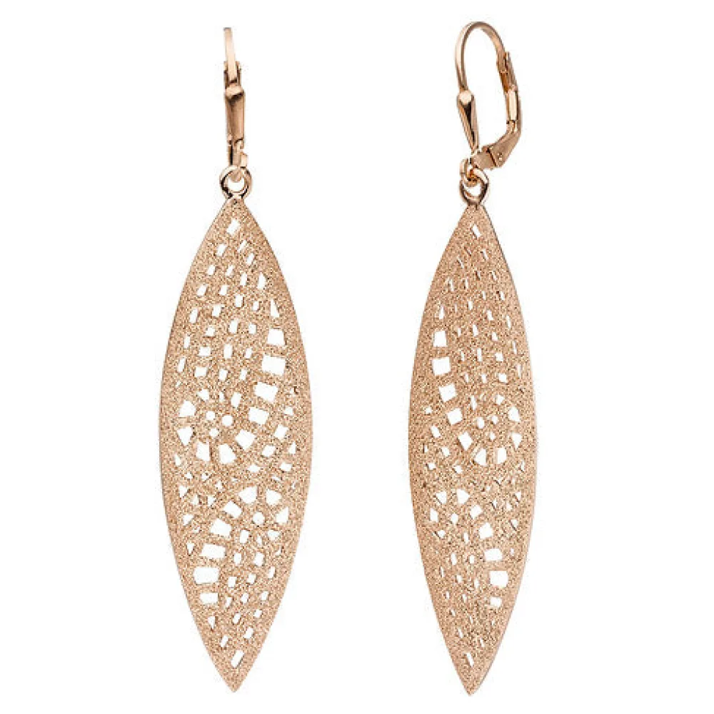 Ohrhänger lang 925 Sterling Silber rotgold vergoldet matt Ohrringe Boutons