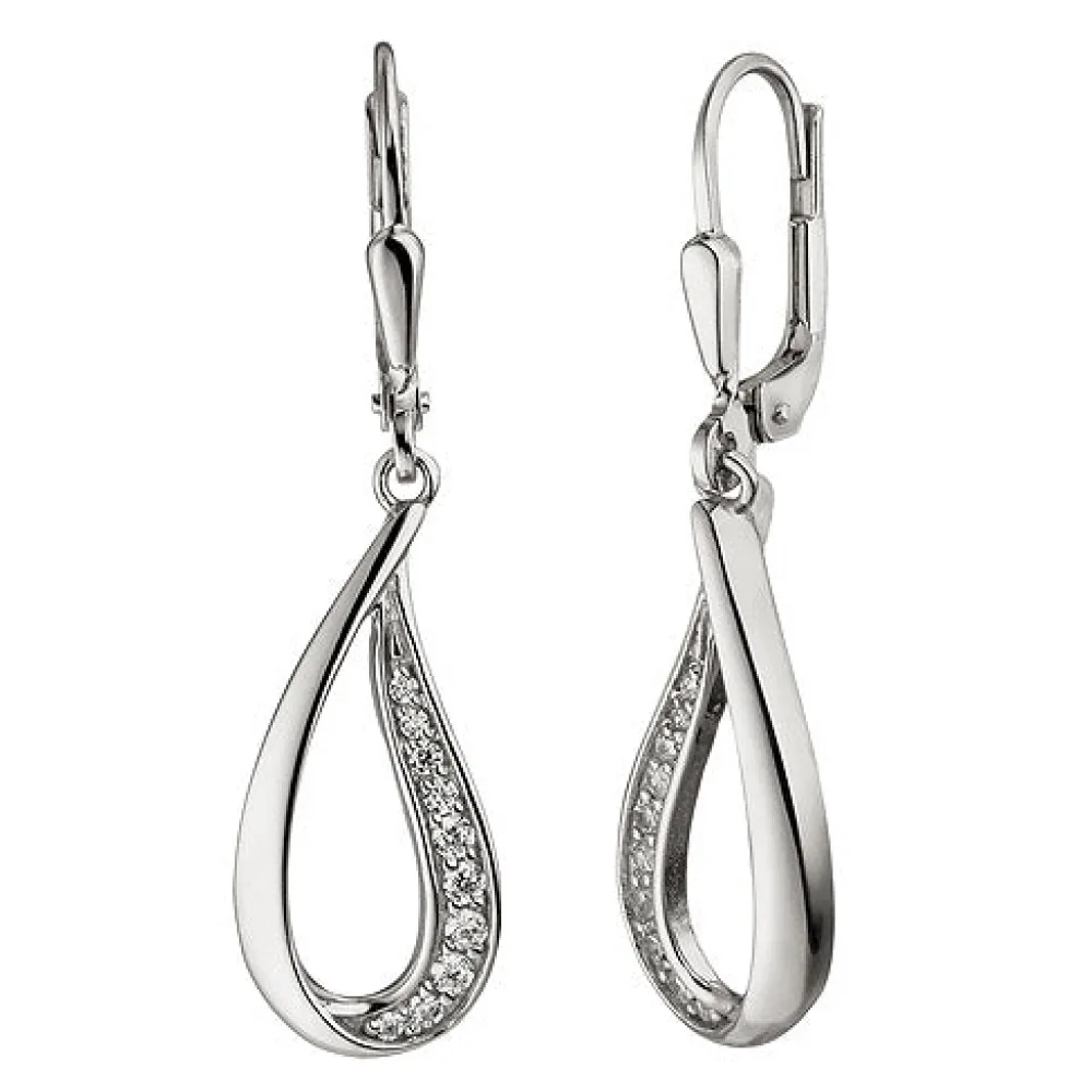 Ohrhänger Tropfen 925 Sterling Silber 20 Zirkonia Ohrringe