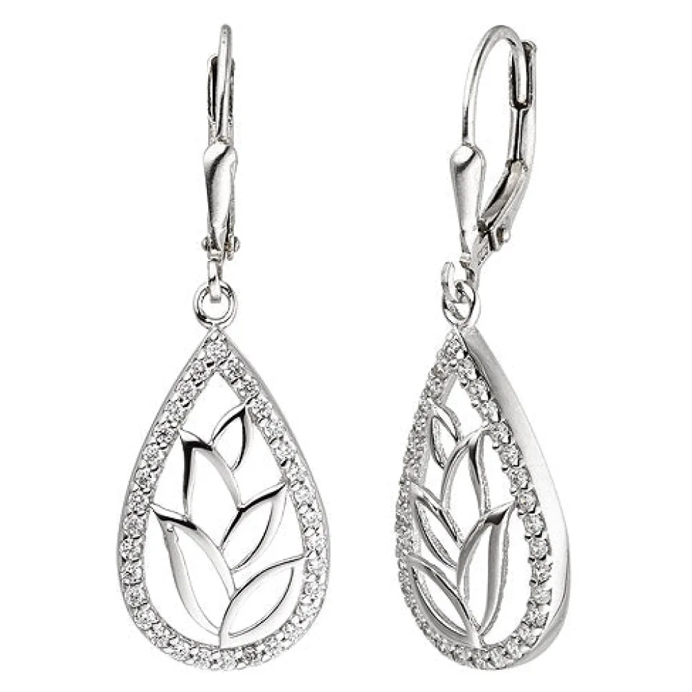 Ohrhänger Tropfen 925 Sterling Silber 64 Zirkonia Ohrringe Boutons
