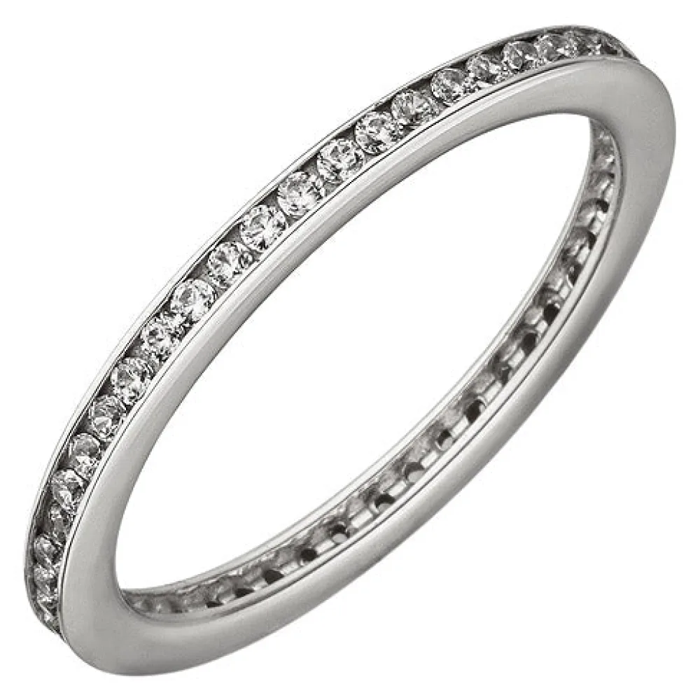 Damen Ring schmal 925 Sterling Silber mit Zirkonia rundum Silberring-58