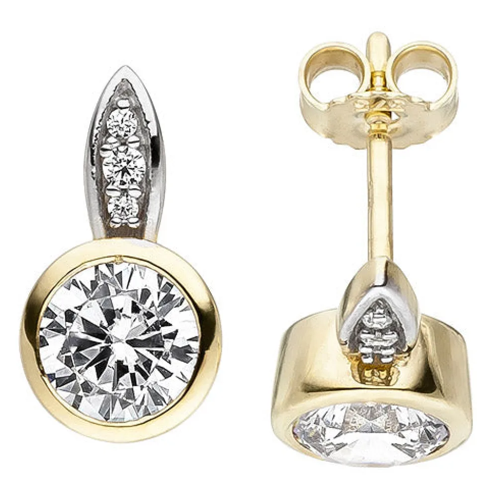 Ohrstecker 375 Gold Gelbgold 8 Zirkonia Ohrringe Goldohrringe Goldohrstecker