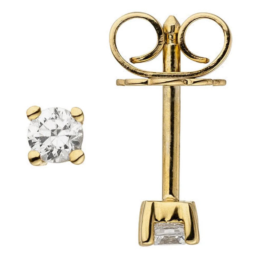 Ohrstecker 585 Gold Gelbgold 2 Diamanten Brillanten 0 14 ct. Ohrringe
