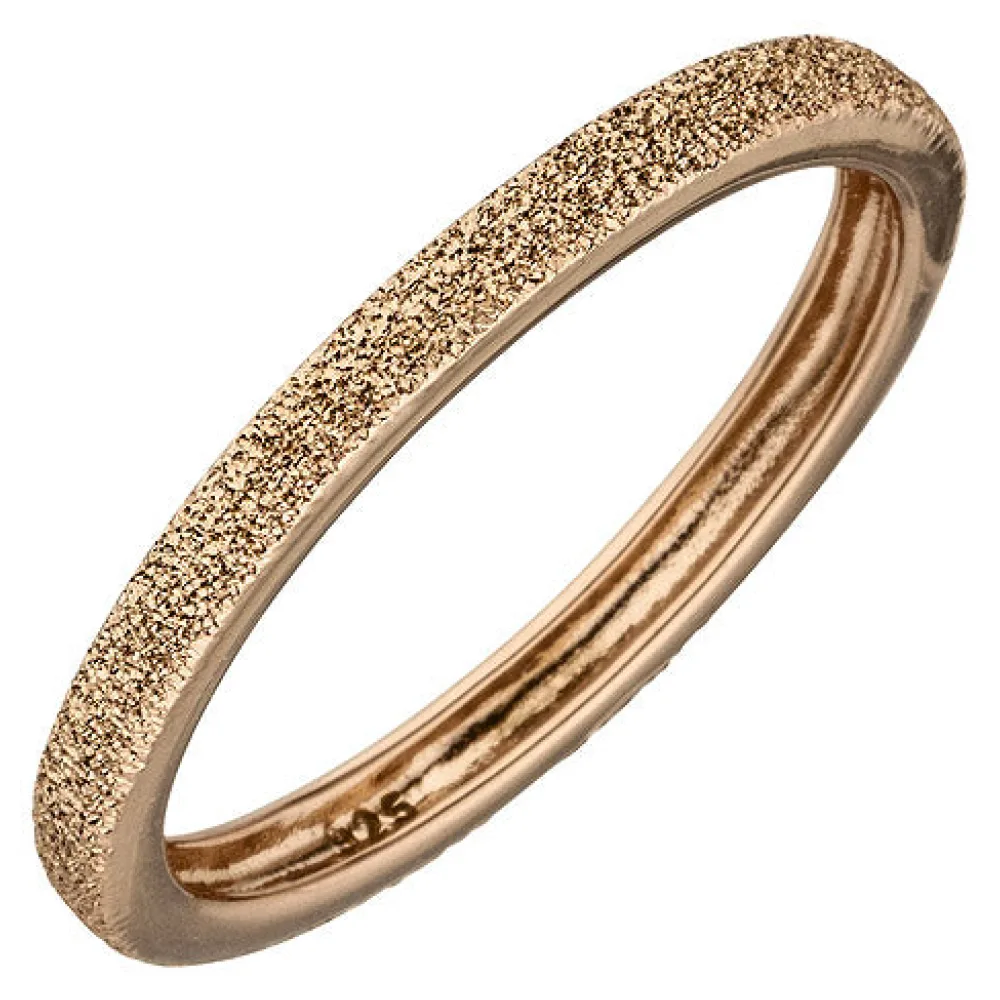 Damen Ring schmal 925 Sterling Silber rotgold vergoldet mit Struktur-60