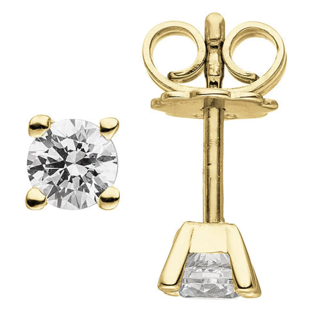 Ohrstecker 585 Gold Gelbgold 2 Diamanten Brillanten 0 50 ct. Ohrringe