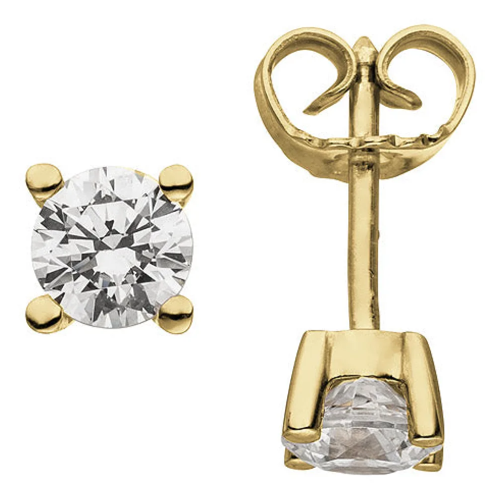 Ohrstecker 585 Gold Gelbgold 2 Diamanten Brillanten 1 00 ct. Ohrringe