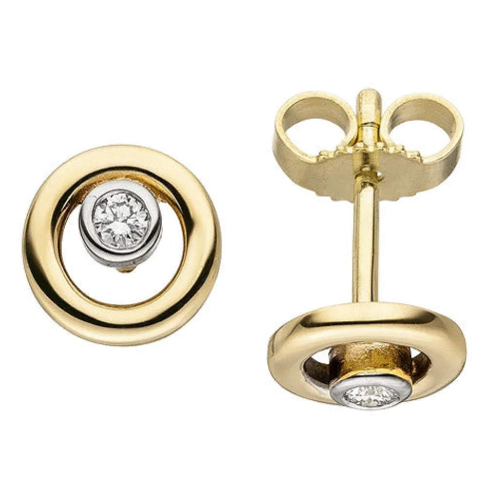 Ohrstecker 585 Gold Gelbgold 2 Diamanten Brillanten Ohrringe