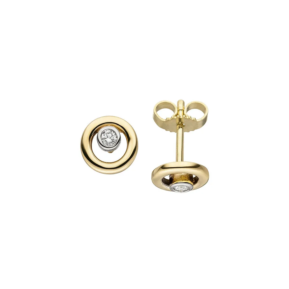 Ohrstecker 585 Gold Gelbgold 2 Diamanten Brillanten Ohrringe