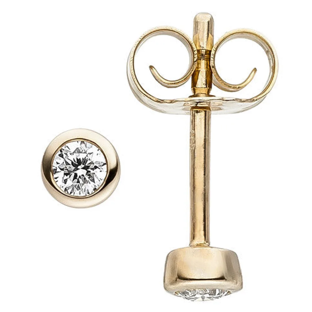 Ohrstecker 585 Gold Gelbgold 2 Diamanten Brillanten Ohrringe Diamantohrstecker