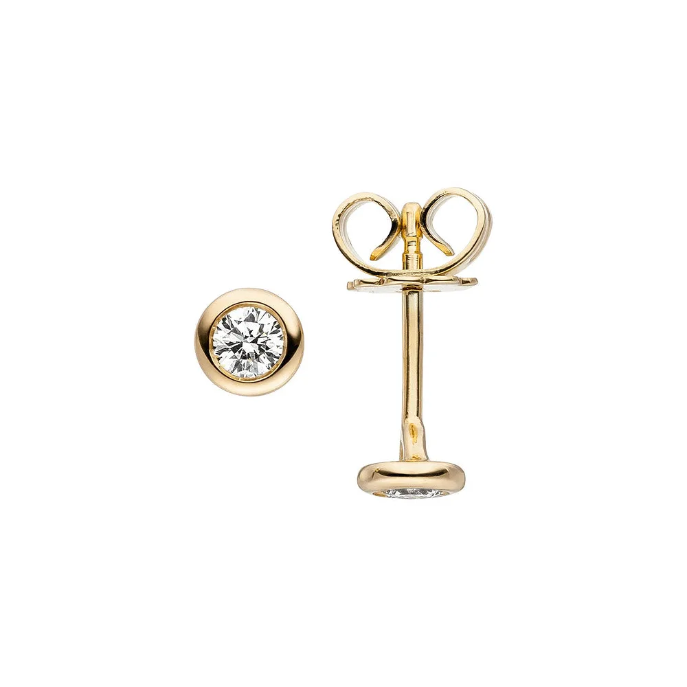 Ohrstecker 585 Gold Gelbgold 2 Diamanten Brillanten Ohrringe Diamantohrstecker