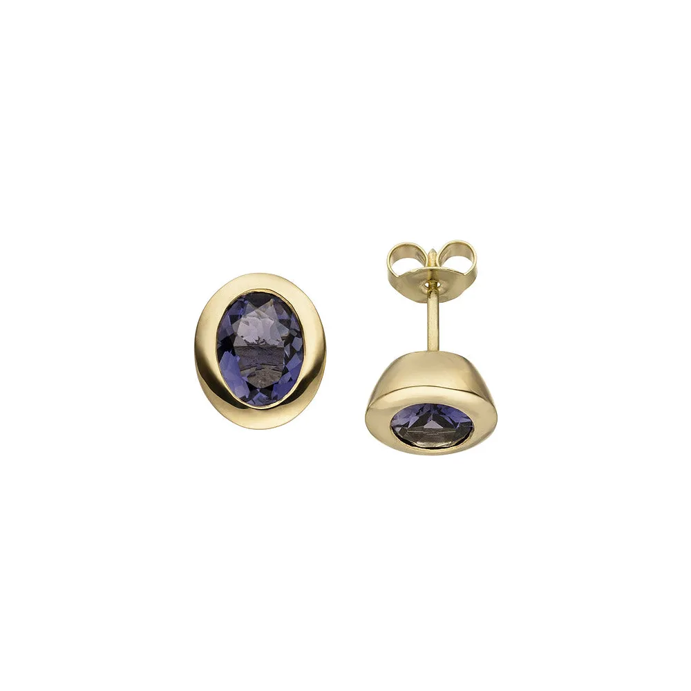 Ohrstecker 585 Gold Gelbgold 2 Iolithe Ohrringe Goldohrringe Iolithohrstecker