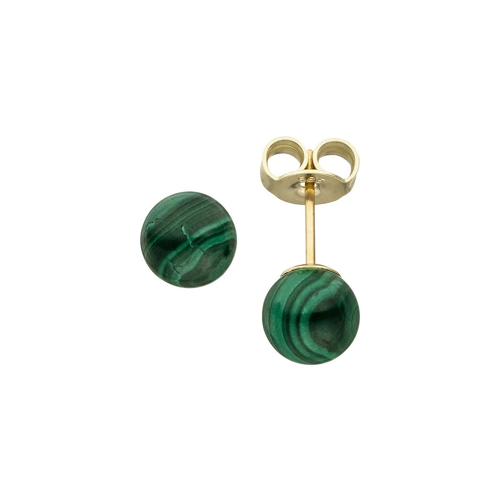 Ohrstecker 585 Gold Gelbgold 2 Malachite grün Ohrringe Malachitohrstecker