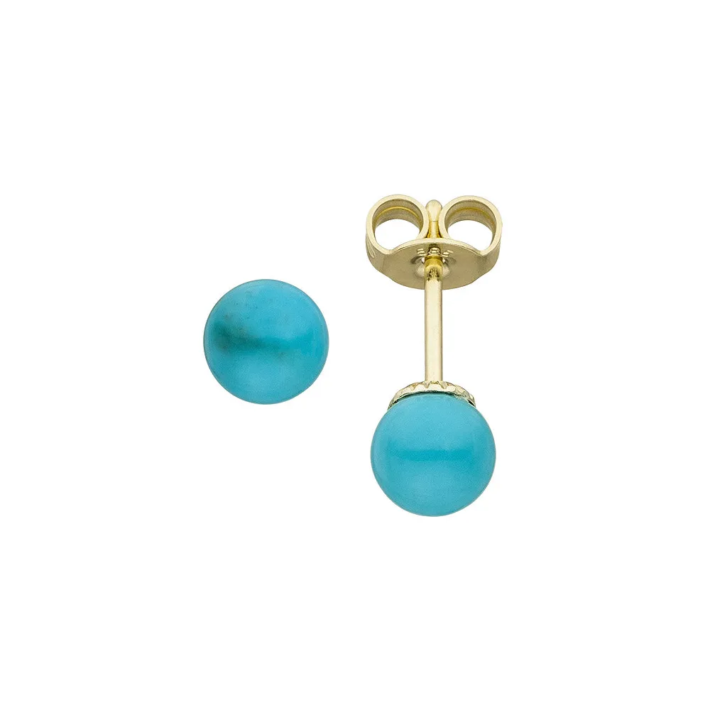 Ohrstecker 585 Gold Gelbgold 2 Türkise Ohrringe Goldohrringe Türkisohrstecker