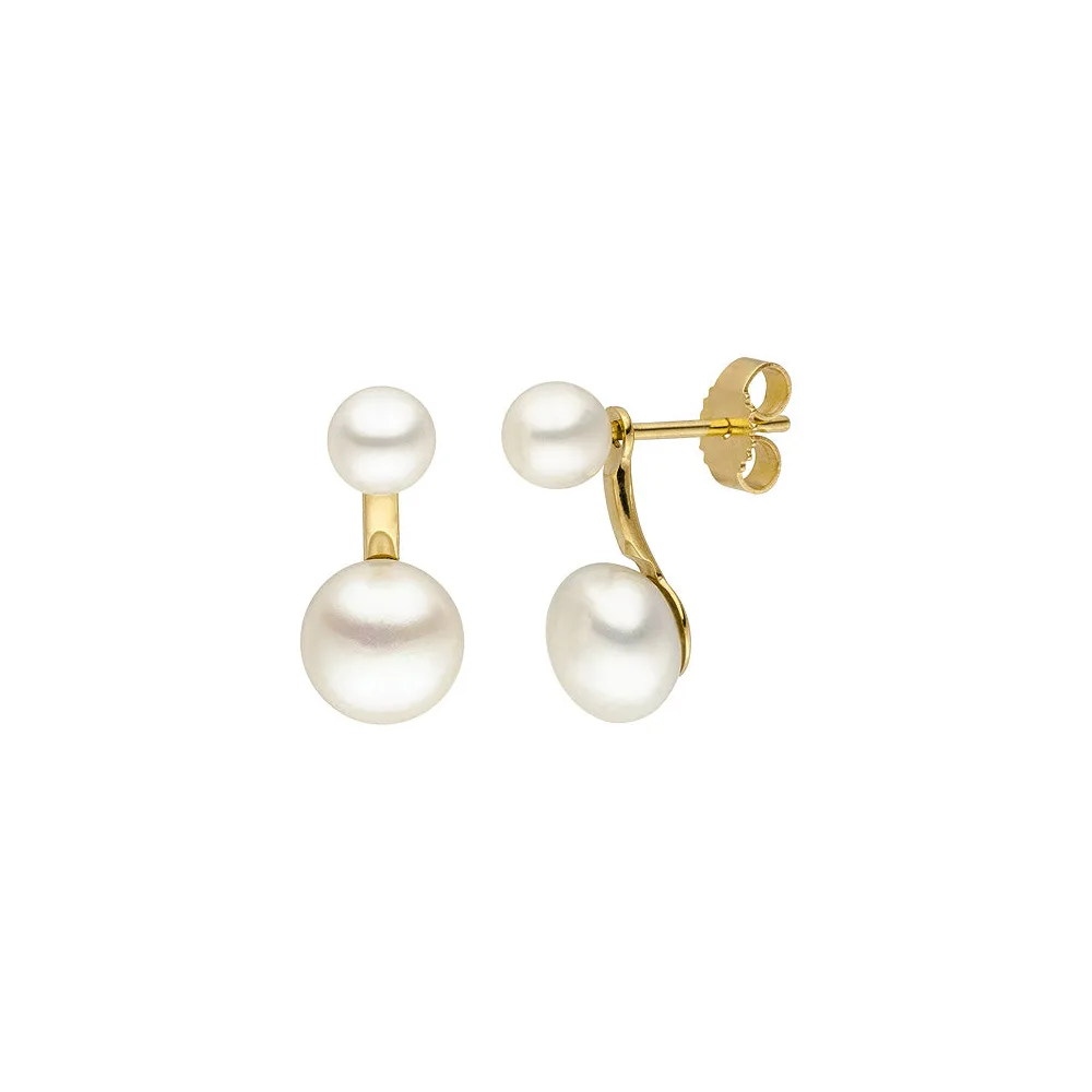 Ohrstecker 585 Gold Gelbgold 4 Süßwasser Perlen Ohrringe Perlenohrstecker