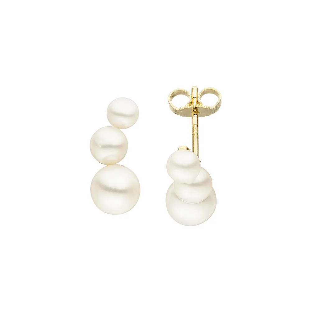 Ohrstecker 585 Gold Gelbgold 6 Süßwasser Perlen Ohrringe Perlenohrringe