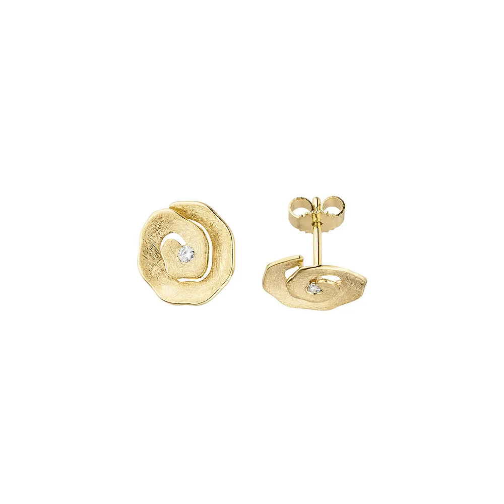 Ohrstecker 585 Gold Gelbgold eismatt 2 Diamanten Brillanten Ohrringe