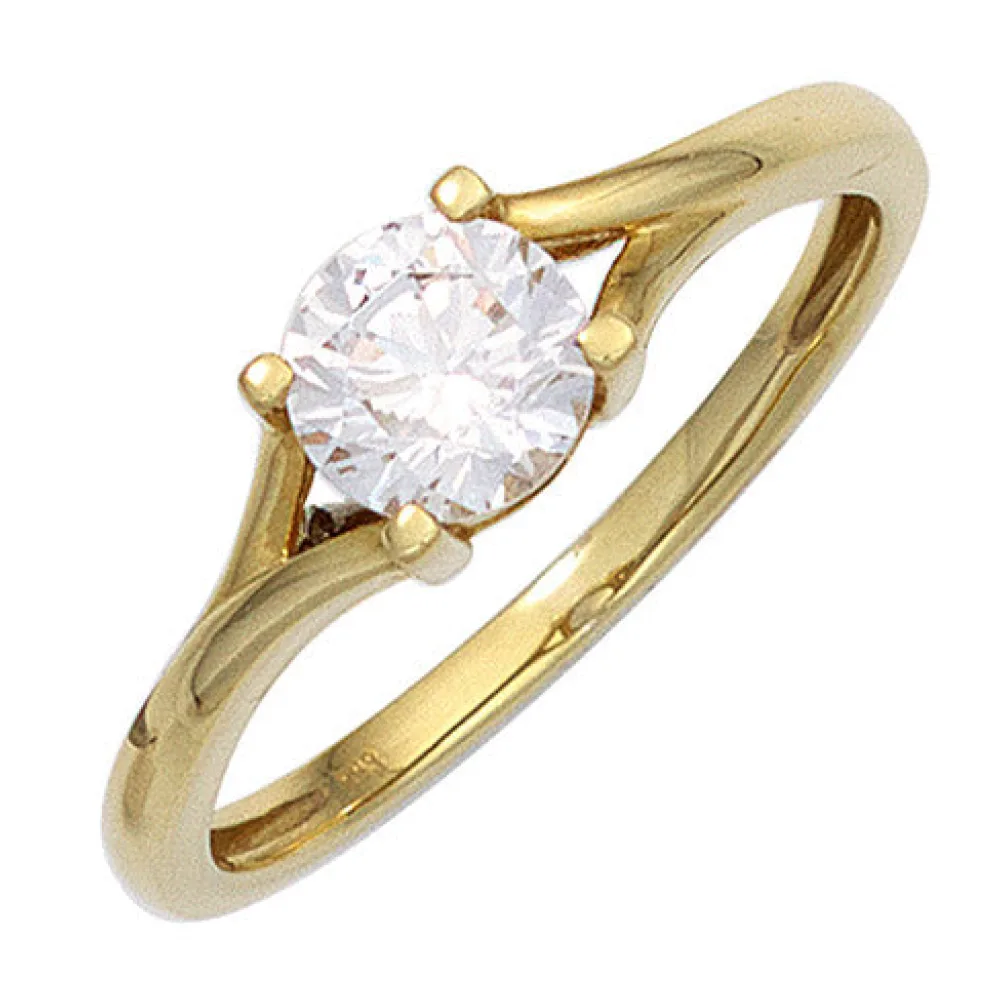 Damen Ring 333 Gold Gelbgold 1 Zirkonia Goldring-60