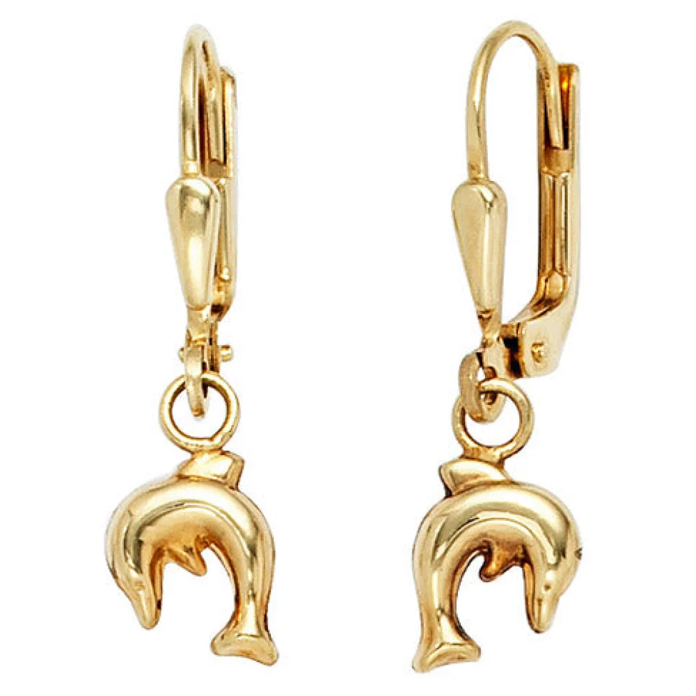 Kinder Boutons Delfin 333 Gold Gelbgold Ohrringe Ohrhänger Kinderohrringe