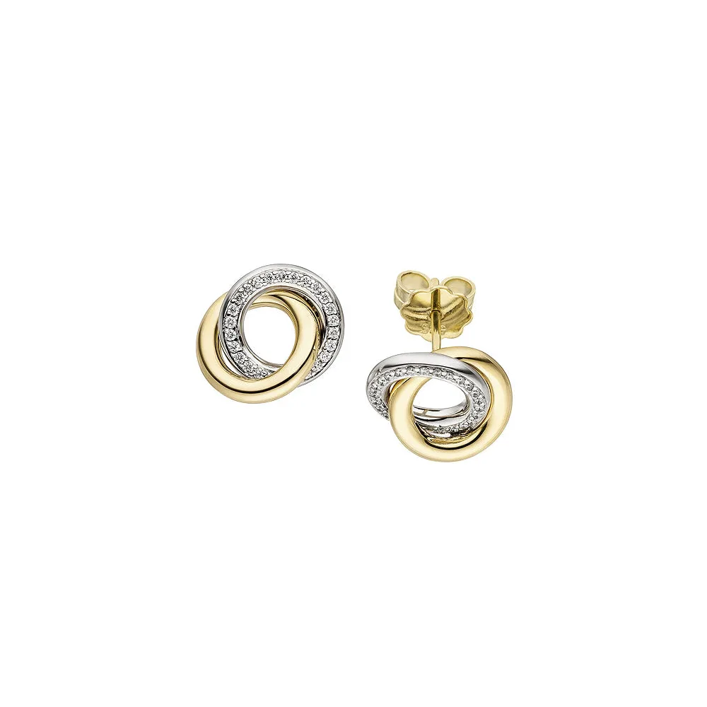 Ohrstecker 585 Gold Gelbgold Weißgold bicolor 48 Diamanten Brillanten Ohrringe