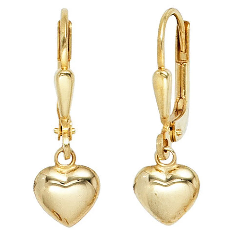 Kinder Boutons Herz 333 Gold Gelbgold Ohrringe Ohrhänger Kinderohrringe