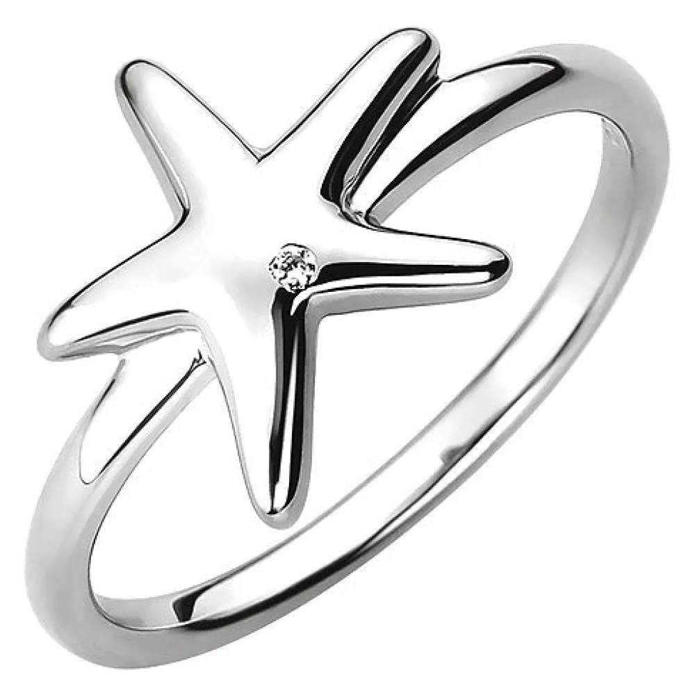 Damen Ring Seestern 925 Sterling Silber 1 Zirkonia Silberring-58