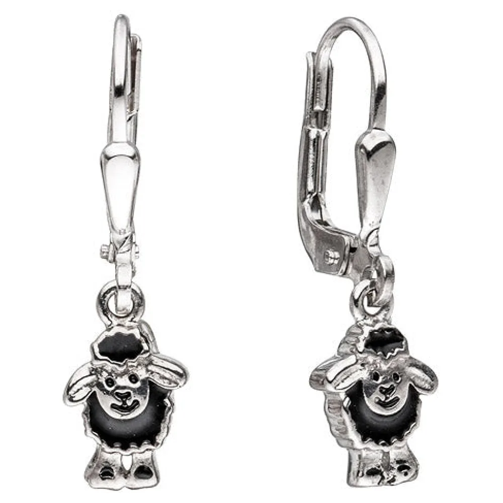 Kinder Boutons schwarzes Schaf 925 Silber Ohrringe Ohrhänger Kinderohrringe