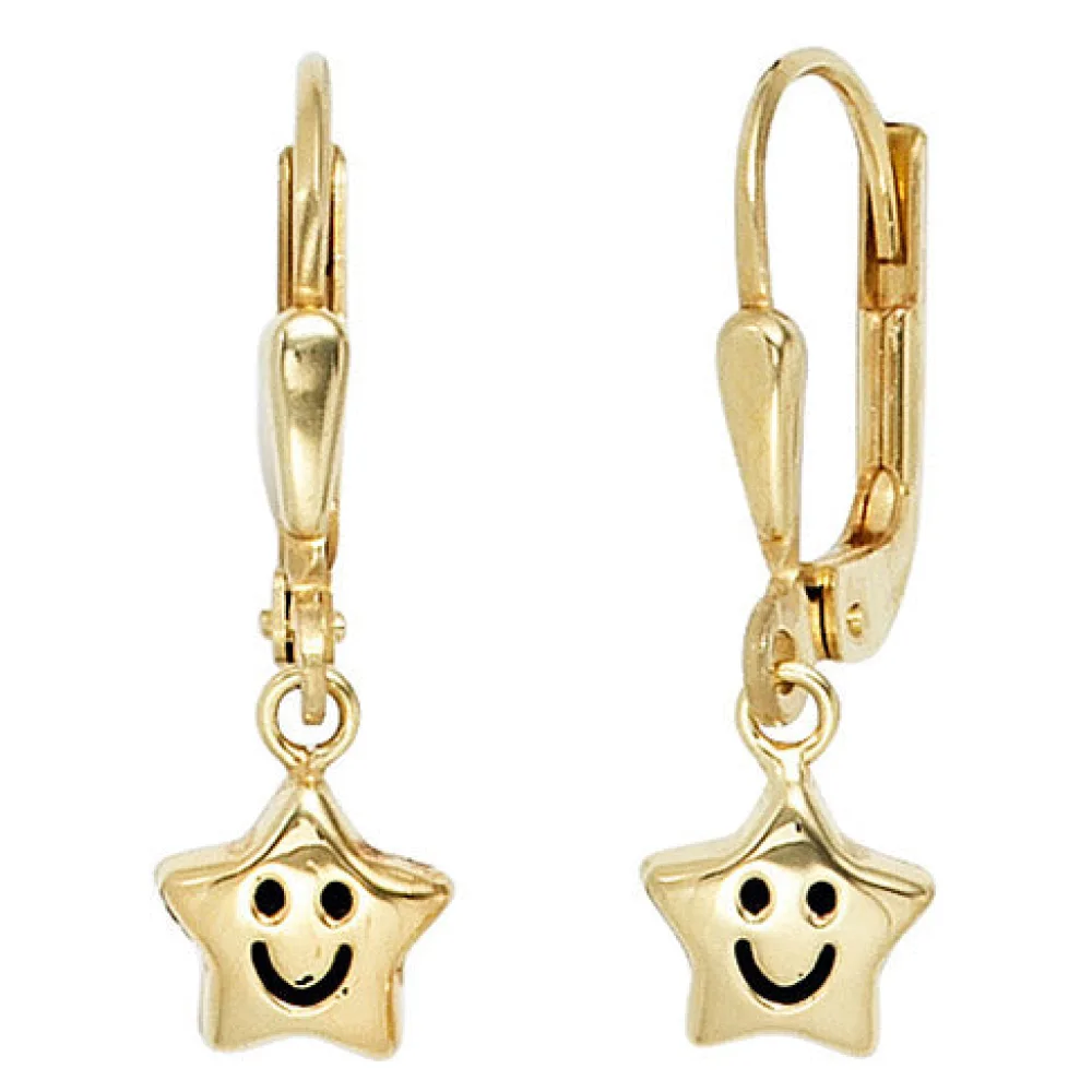 Kinder Boutons Stern 333 Gold Gelbgold Ohrringe Ohrhänger Kinderohrringe