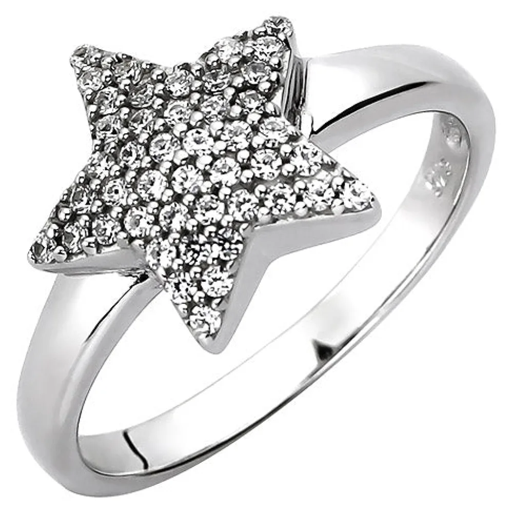 Damen Ring Stern 925 Sterling Silber 45 Zirkonia Silberring-56