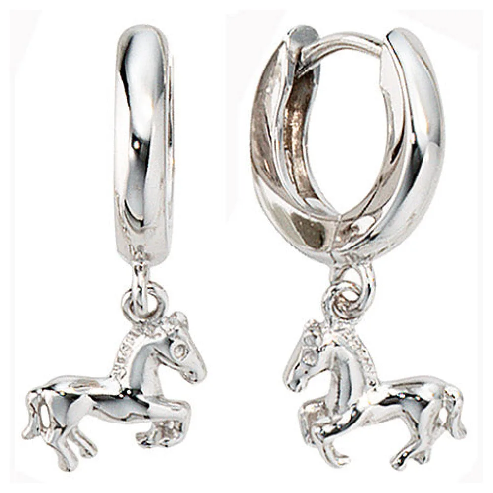 Kinder Creolen Pferd Pferde 925 Sterling Silber Ohrringe Kinderohrringe
