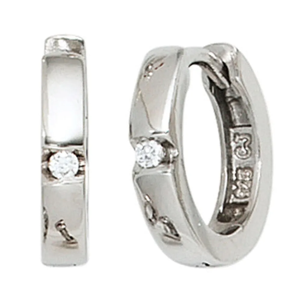 Kinder Creolen rund 925 Sterling Silber 2 Zirkonia Ohrringe Kinderohrringe