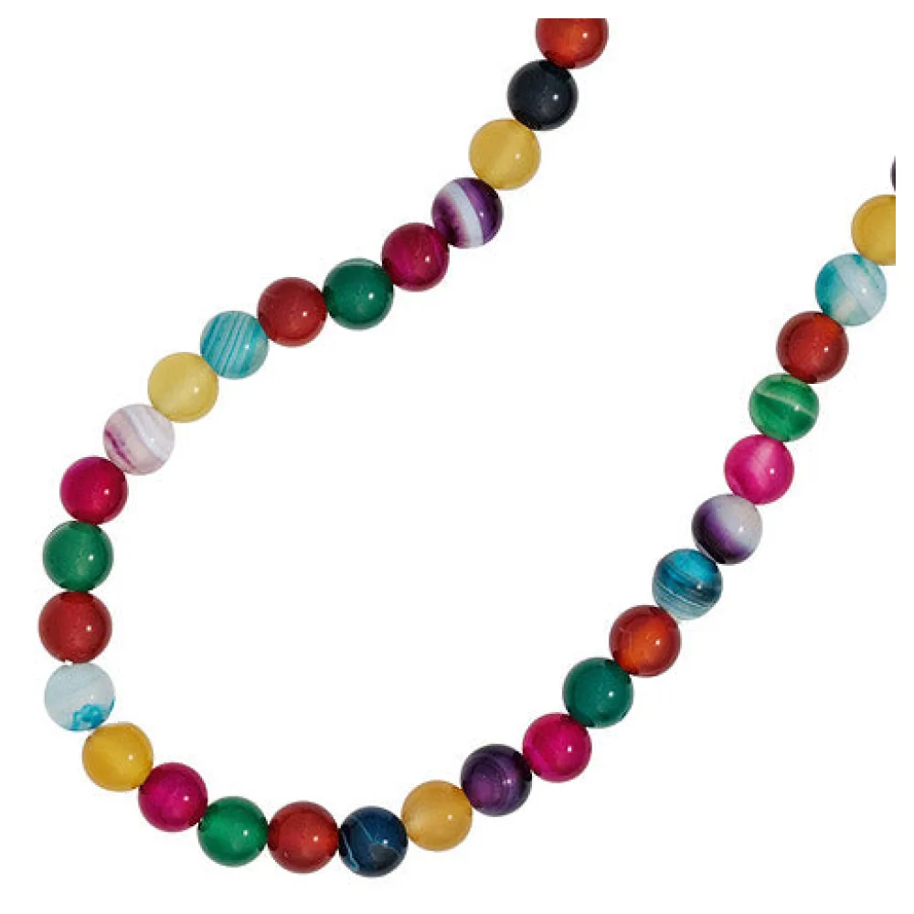 Kinder Edelsteinkette mit Achaten bunt 38 cm endlos Halskette Kette auf Gummi