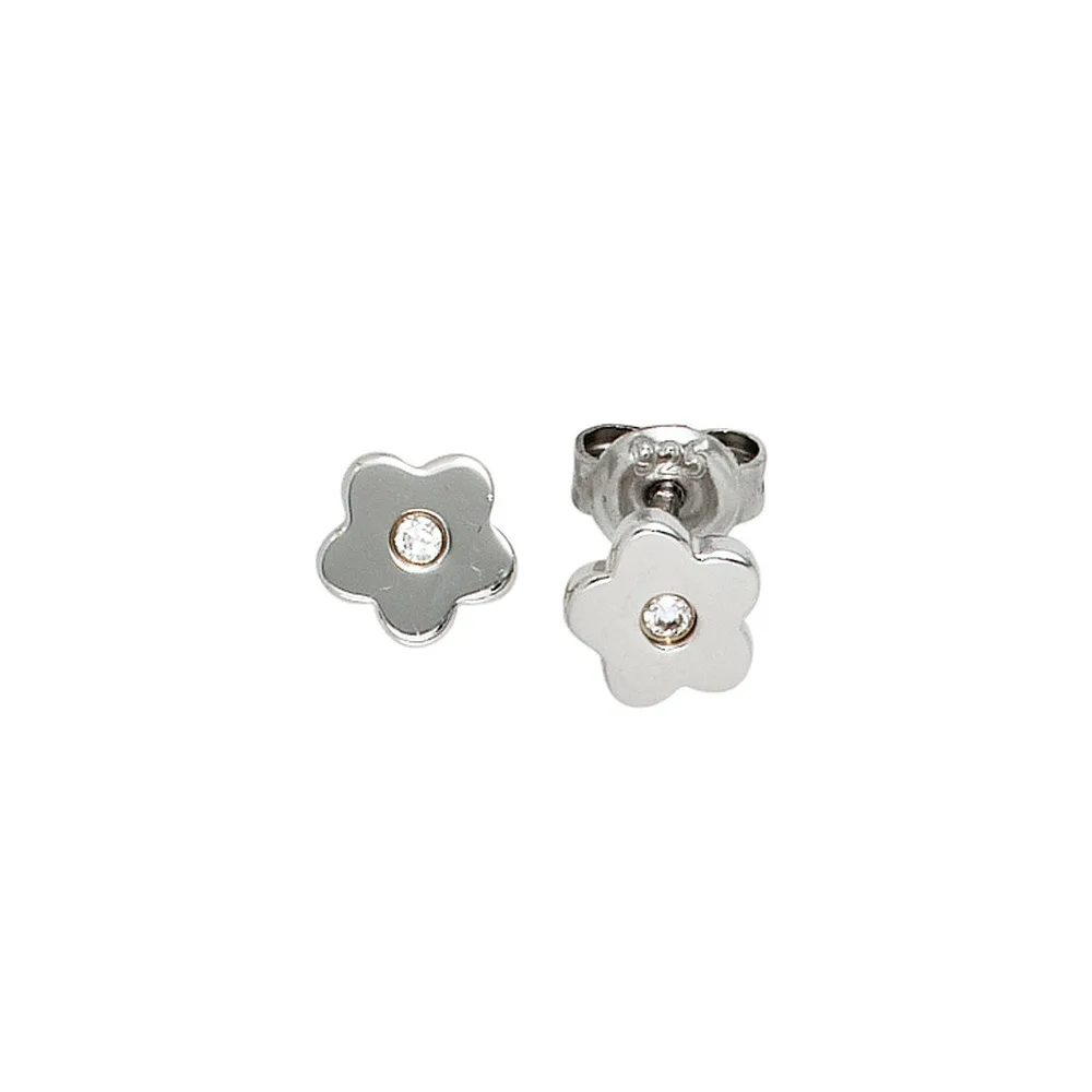 Kinder Ohrstecker Blume Blumen 925 Silber 2 Zirkonia Ohrringe Kinderohrringe