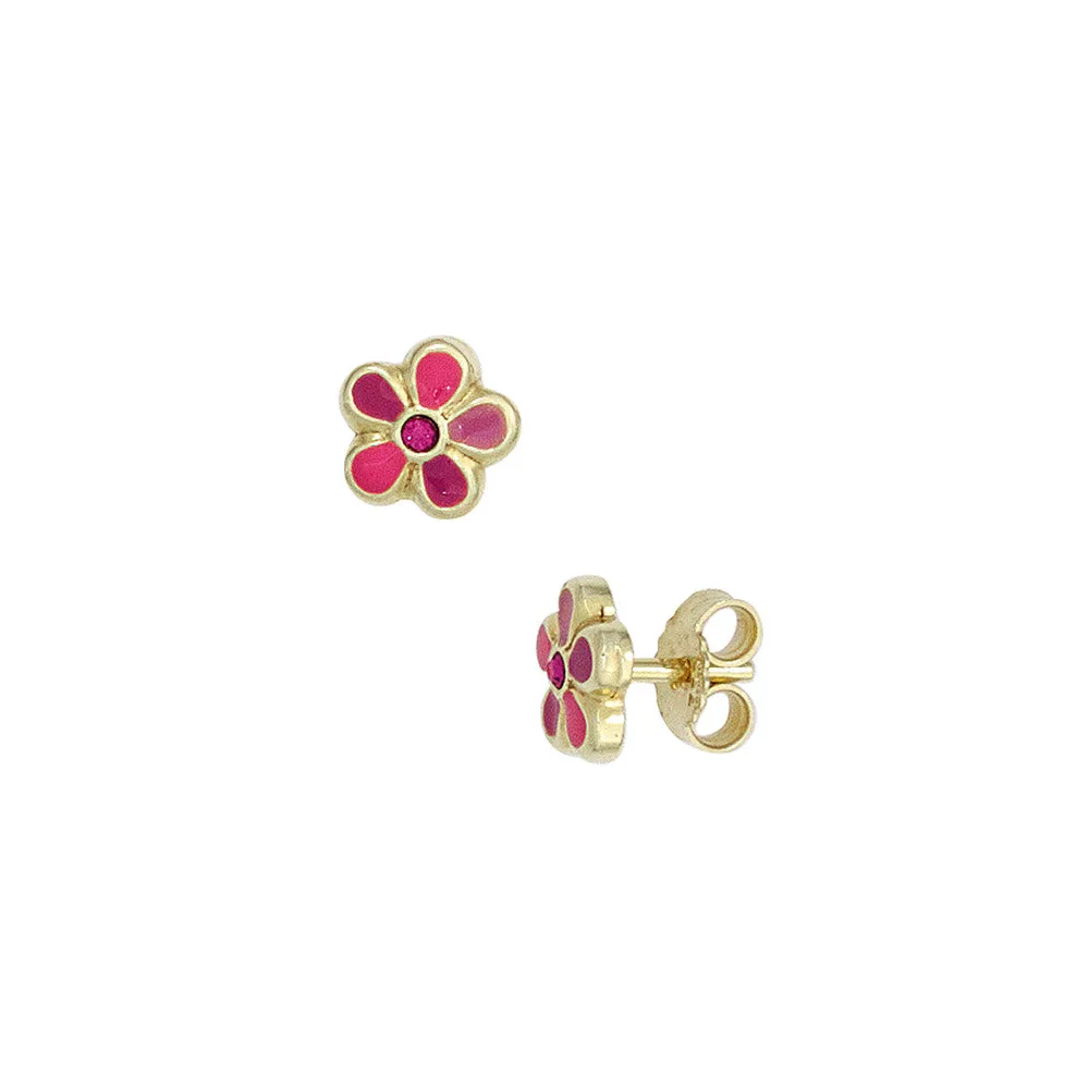 Kinder Ohrstecker Blume rosa pink 333 Gold Gelbgold Ohrringe Kinderohrringe