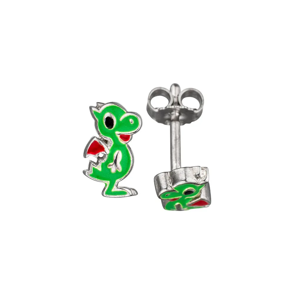 Kinder Ohrstecker Drache grün 925 Sterling Silber Ohrringe Kinderohrringe