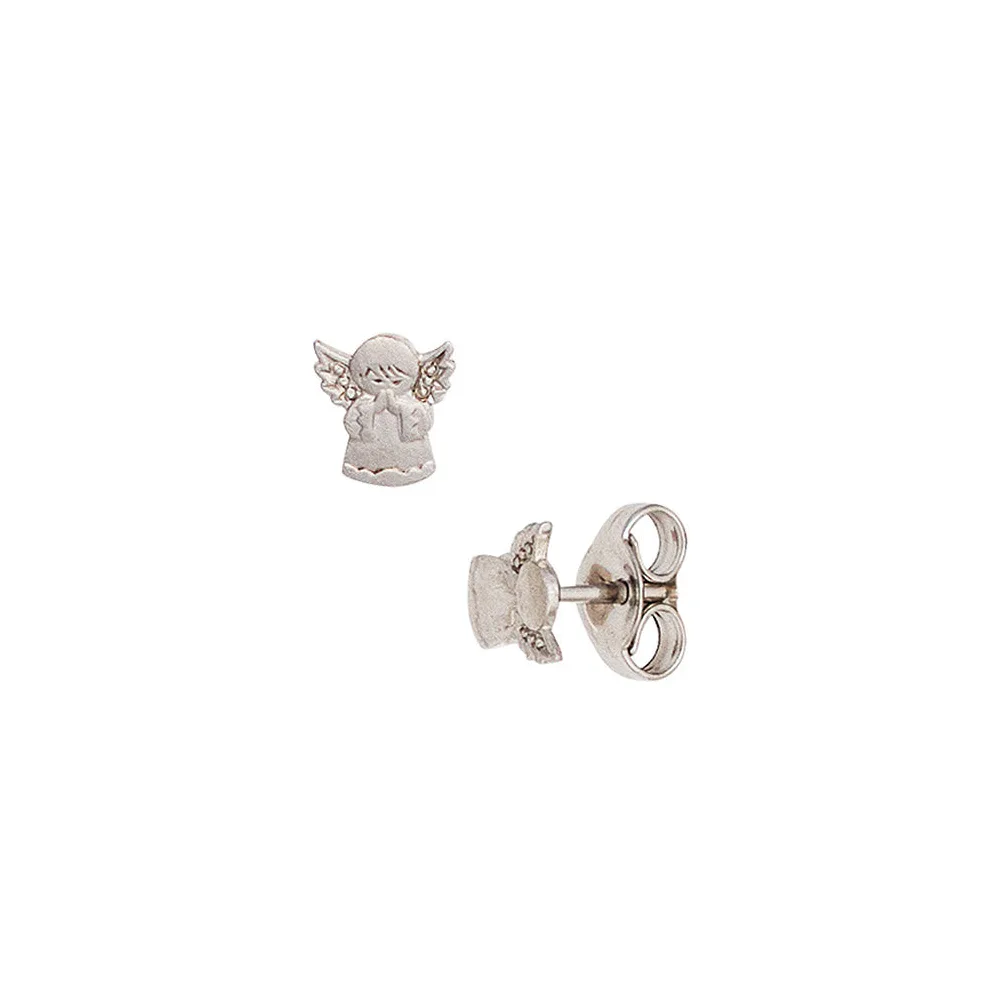 Kinder Ohrstecker Engel Schutzengel 925 Silber mattiert Ohrringe Kinderohrringe
