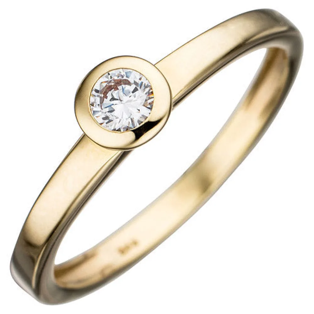 Damen Ring 333 Gold Gelbgold 1 Zirkonia Goldring-60