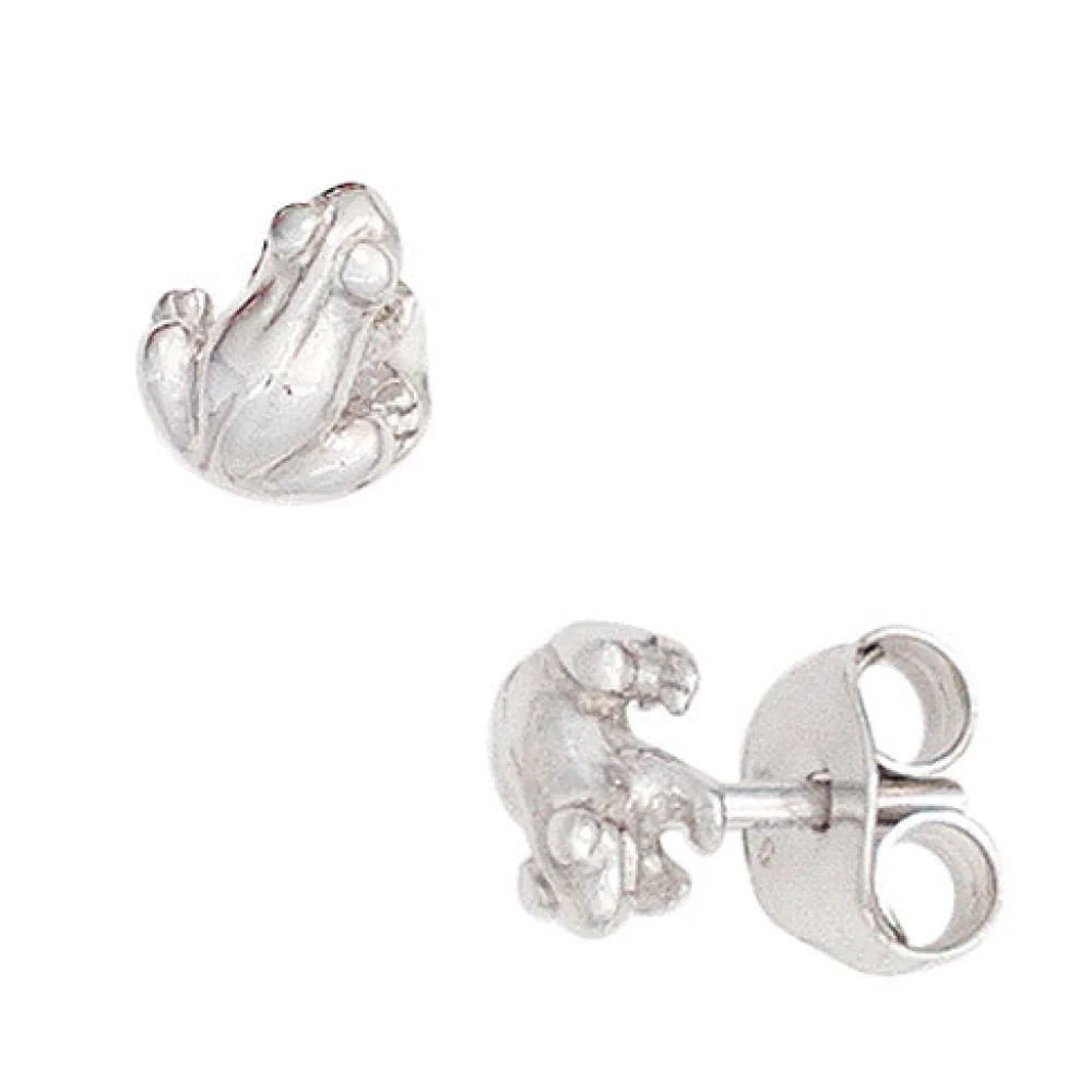 Kinder Ohrstecker Frosch 925 Sterling Silber rhodiniert Ohrringe Kinderohrringe