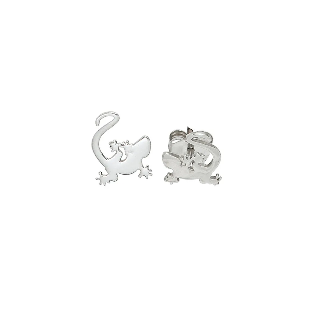 Kinder Ohrstecker Gecko 925 Sterling Silber rhodiniert Ohrringe Kinderohrringe